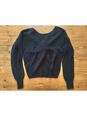 LOFT Navy Chunky Knit Twist Front Sweater Size M